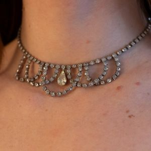 crystal pear drop lariat choker necklace